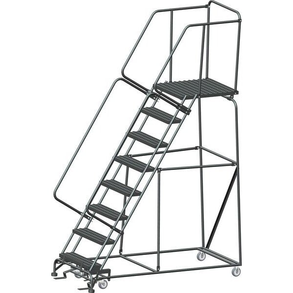 113 in H Steel Rolling Ladder, 8 Steps