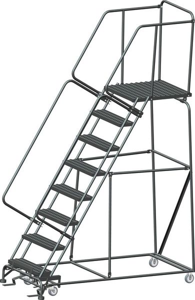 113 in H Steel Stock Picking Rolling Ladder, 8 Steps
