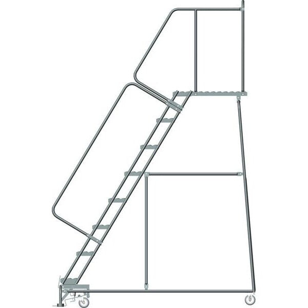 113 in H Steel Rolling Ladder, 8 Steps