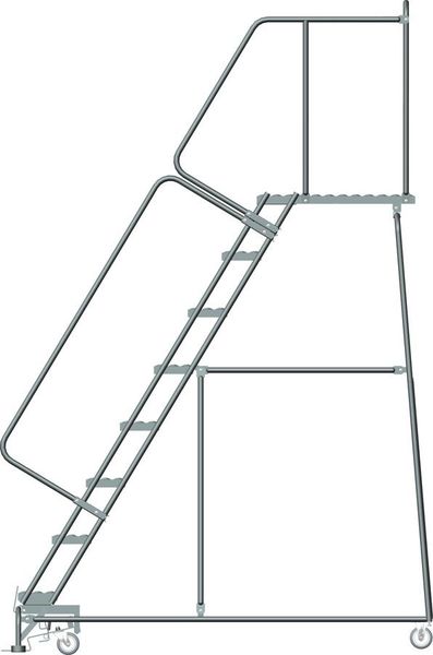 113 in H Steel Stock Picking Rolling Ladder, 8 Steps