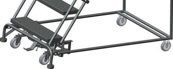 103 in H Steel Rolling Ladder, 7 Steps
