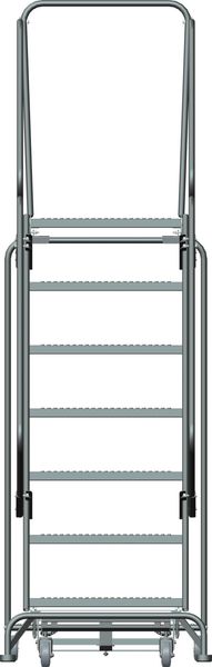 103 in H Steel Rolling Ladder, 7 Steps