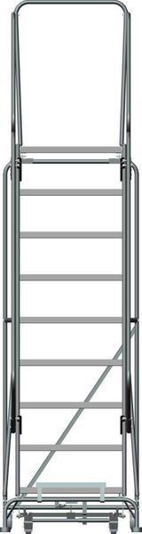 123 in H Steel Rolling Ladder, 9 Steps