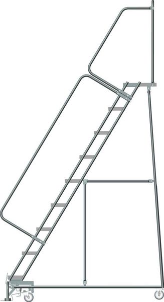 123 in H Steel Rolling Ladder, 9 Steps