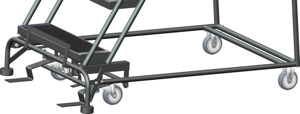 93 in H Steel Rolling Ladder, 6 Steps