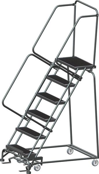 93 in H Steel Rolling Ladder, 6 Steps