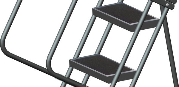113 in H Steel Rolling Ladder, 8 Steps