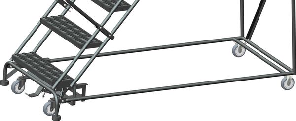 113 in H Steel Rolling Ladder, 8 Steps