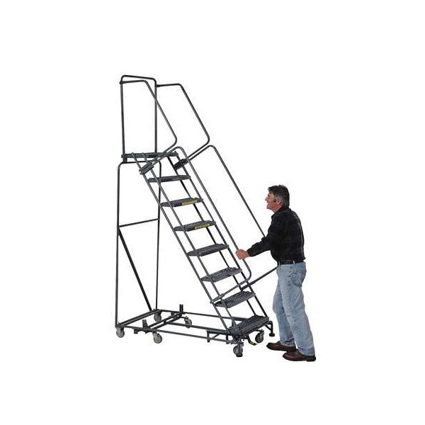 93 in H Steel Rolling Ladder, 6 Steps