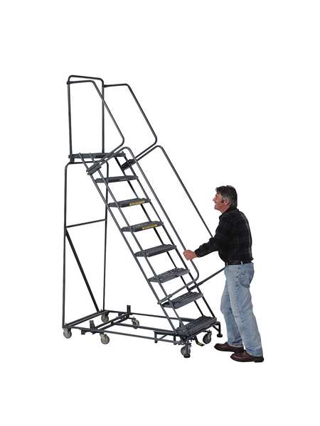 153 in H Steel Rolling Ladder, 12 Steps