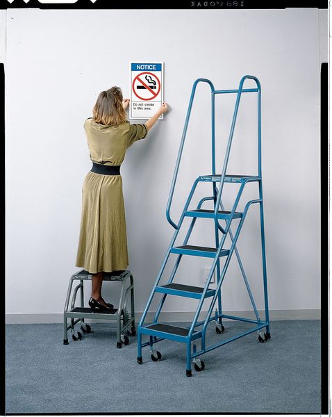 54 in H Steel Rolling Ladder, 3 Steps