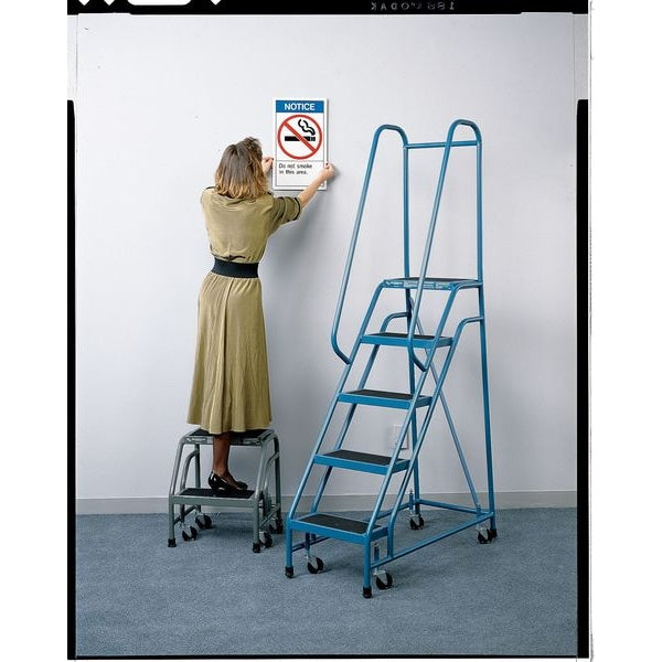 90 in H Steel Rolling Ladder, 6 Steps, 450 lb Load Capacity