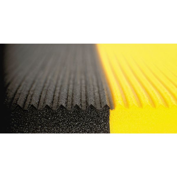 Antifatigue Mat, Black/Yellow, 3 ft. L x 2 ft. W, PVC, Corrugated Surface Pattern, 1/2