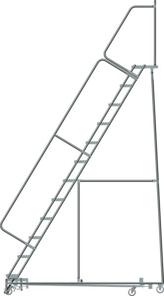 153 in H Steel Rolling Ladder, 12 Steps