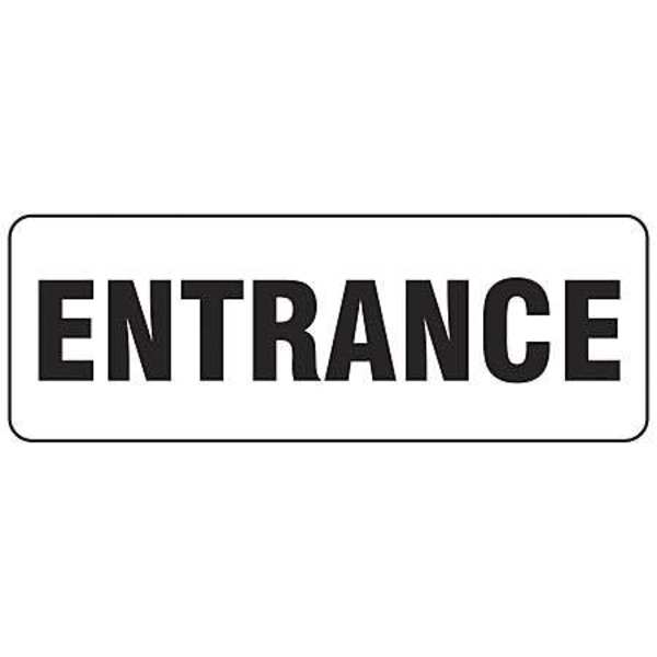 Entrance Sign, 3 1/2 in Height, 10 in Width, Vinyl, Rectangle, English