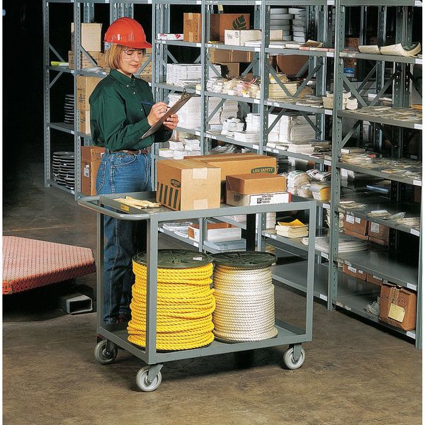 Steel Utility Cart with Lipped & Flush Metal Shelves, Flat, 2 Shelves, 1,200 lb