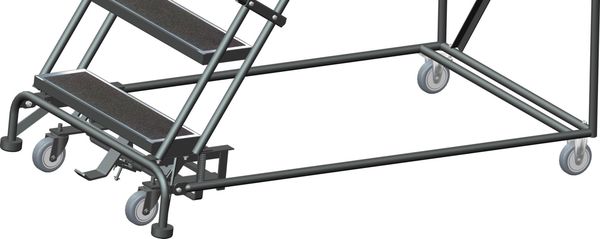 113 in H Steel Rolling Ladder, 8 Steps