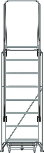 113 in H Steel Rolling Ladder, 8 Steps