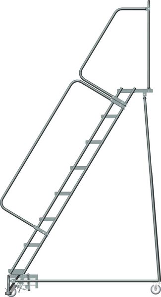 113 in H Steel Rolling Ladder, 8 Steps