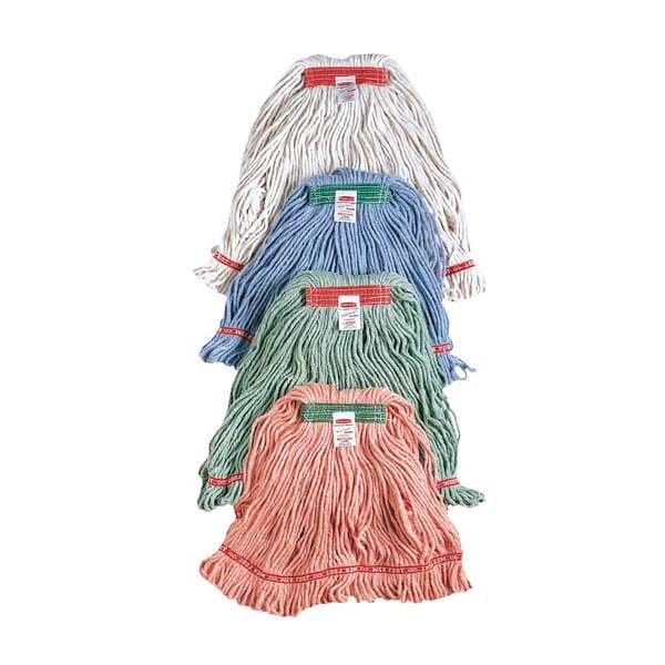 1in String Wet Mop, 16oz Dry Wt, Slide Connection, Loop-End, Green, Cotton/Synthetic, FGD21206GR00