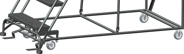 133 in H Steel Rolling Ladder, 10 Steps