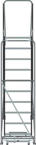 133 in H Steel Rolling Ladder, 10 Steps