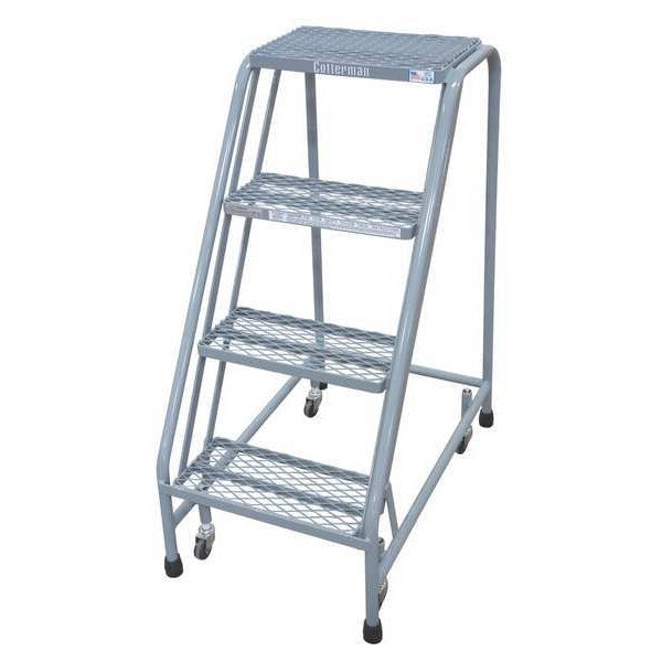 40 in H Steel Rolling Ladder, 4 Steps
