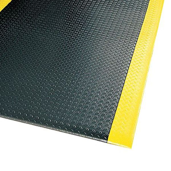 Antifatigue Runner, Black/Yellow, 60 ft. L x 2 ft. W, PVC, Corrugated Surface Pattern, 1/2