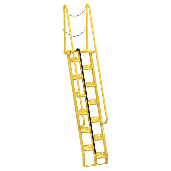 137 3/4 in Alternating Tread Stairs, Steel, 11 Steps, 350 lb Load Capacity