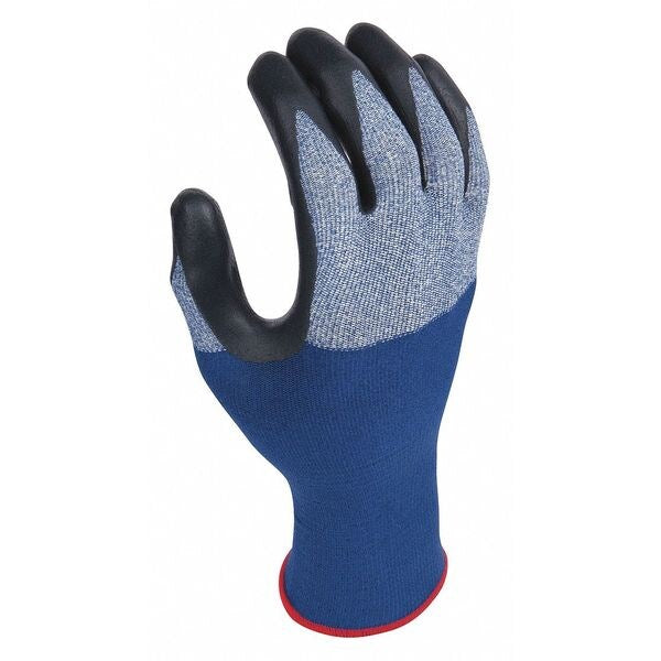 Foam Nitrile Coated Gloves, Palm Coverage, Black/Blue, 7, PR