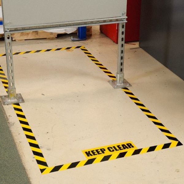 ToughStripe Floor Marking Tape, Gen Purpose, Striped, Black/Yellow, 2 in x 100 ft, 8 mil Thickness