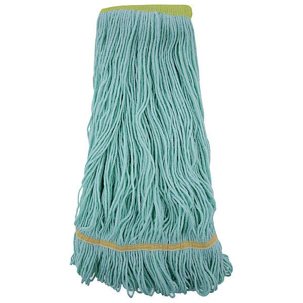 Looped-End Wet Mop, Green, Cotton/Synthetic, 1200XL