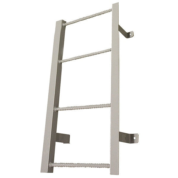 3 ft 8 in Fixed Ladder, Steel, 4 Steps, Side Step Exit, Powder Coated Finish