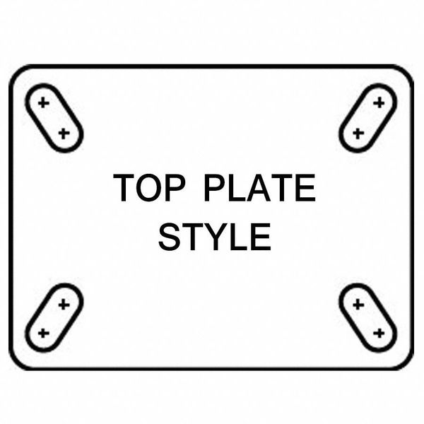Plate Caster, Swivel, Rubber, 10 in., 790 lb., Blk