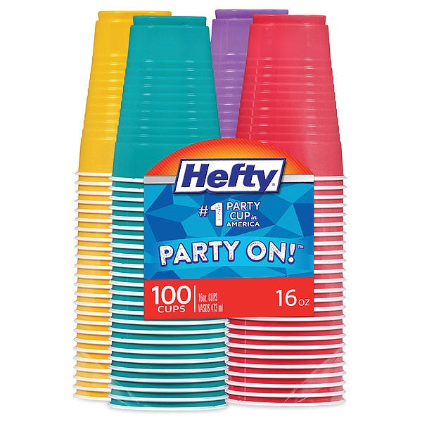Party Cups 16 oz., Assorted Colors, Plastic, Pk400