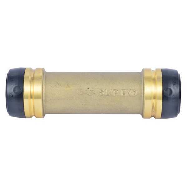 DZR Brass Slip Coupling, 1-1/4 in Tube Size