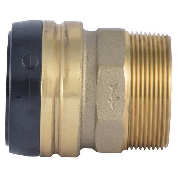 DZR Brass Male Connector, 2 in Tube Size
