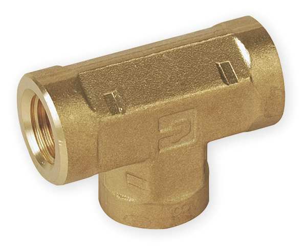 Brass Pipe Fitting, FNPT x FNPT x FNPT, 1/4