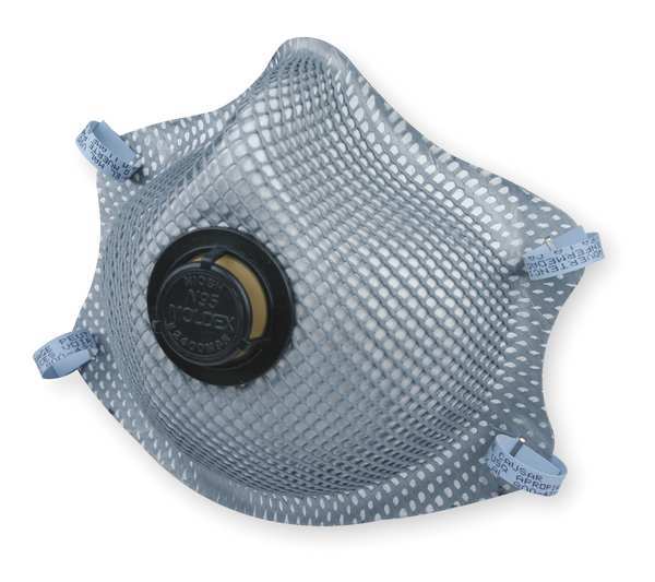 N95 Disposable Respirator w/ Valve, M/L, Gray, PK10