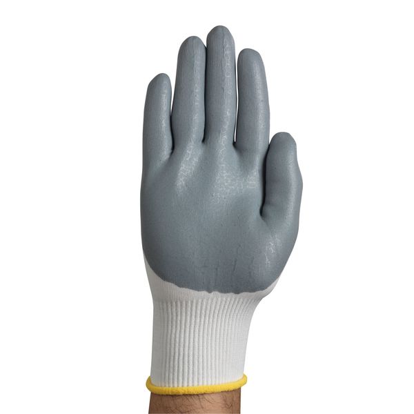 Foam Nitrile Coated Gloves, Palm Coverage, White/Gray, XS, PR