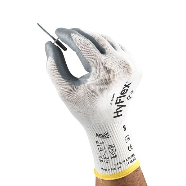 Foam Nitrile Coated Gloves, Palm Coverage, White/Gray, M, PR