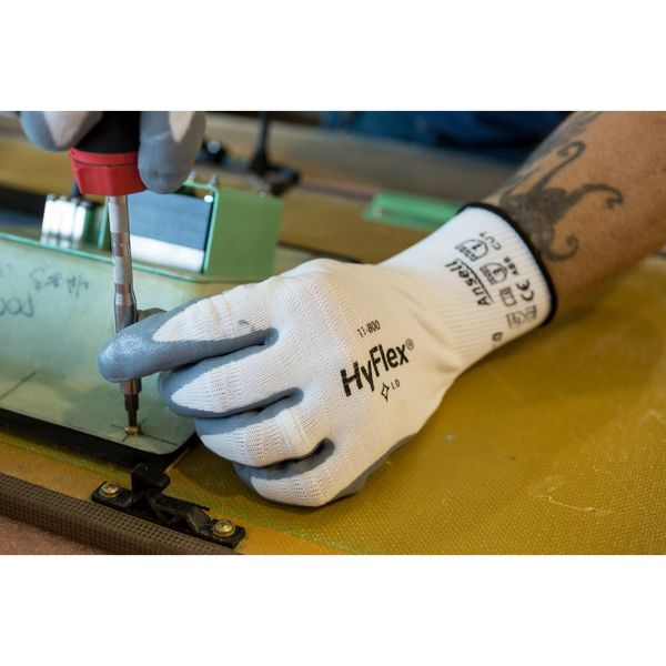 Foam Nitrile Coated Gloves, Palm Coverage, White/Gray, S, PR