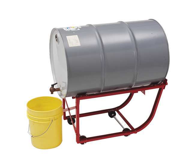 Drum Cradle, Cap 600 Lb, 4 Rigid Casters