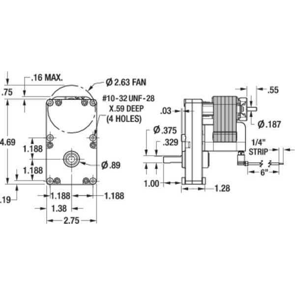 AC Gearmotor, 45.0 in-lb Max. Torque, 26 RPM Nameplate RPM, 115V AC Voltage, 1 Phase
