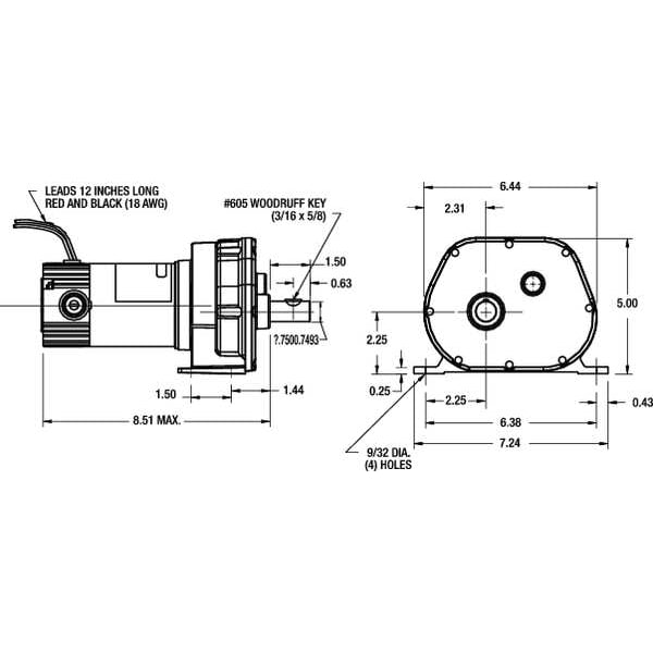DC Gearmotor, 46 rpm, 90V, TENV