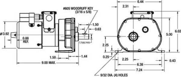 AC Gearmotor, 600.0 in-lb Max. Torque, 6 RPM Nameplate RPM, 115/230V AC Voltage, 1 Phase