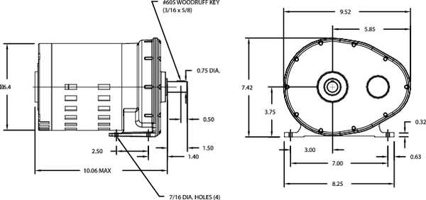 AC Gearmotor, 400.0 in-lb Max. Torque, 62 RPM Nameplate RPM, 115V AC Voltage, 1 Phase