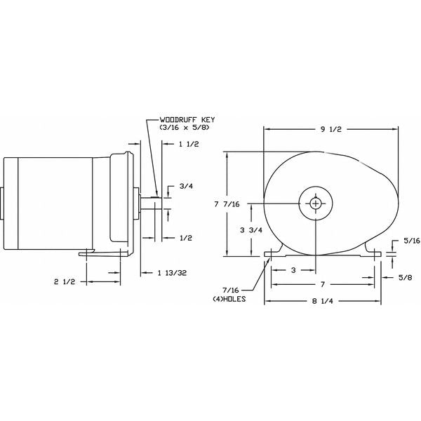 AC Gearmotor, 400.0 in-lb Max. Torque, 62 RPM Nameplate RPM, 115V AC Voltage, 1 Phase
