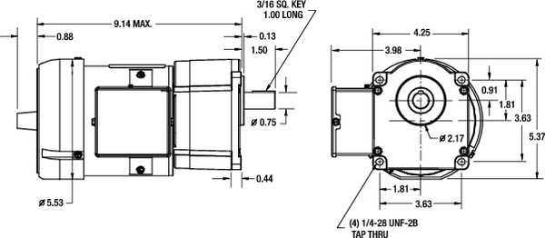 AC Gearmotor, 360.0 in-lb Max. Torque, 30 RPM Nameplate RPM, 115/230V AC Voltage, 1 Phase