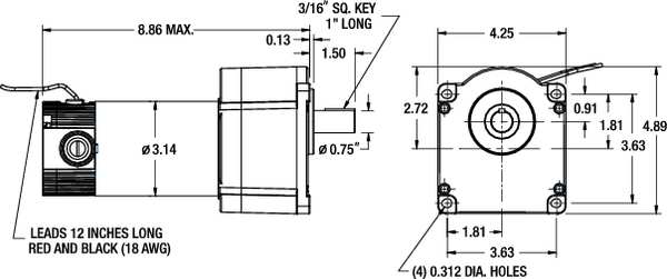 DC Gearmotor, 350.0 in-lb Max. Torque, 12 RPM Nameplate RPM, 90V DC Voltage